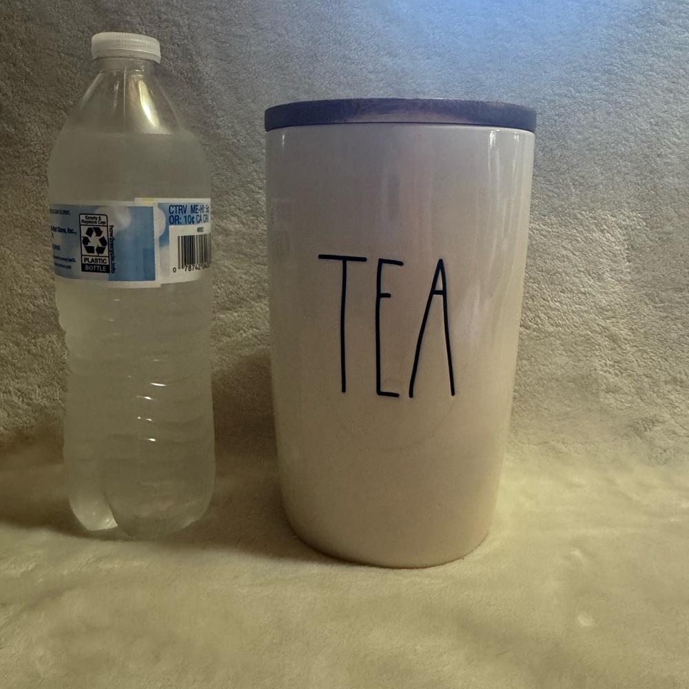 Rae Dunn Cream Tea Canister with Black Text